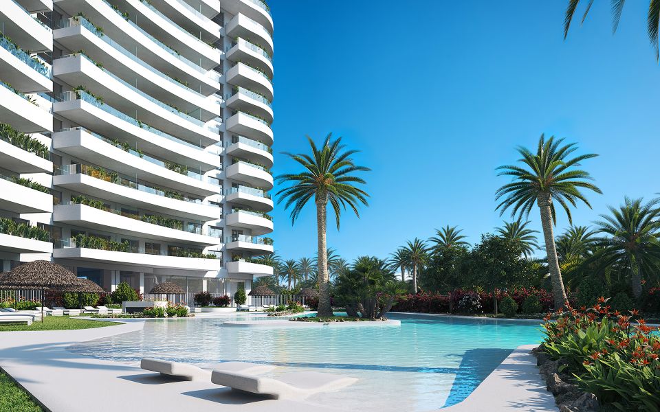 Piso de 2 dormitorios de obra nueva con terraza y vistas a la montaña