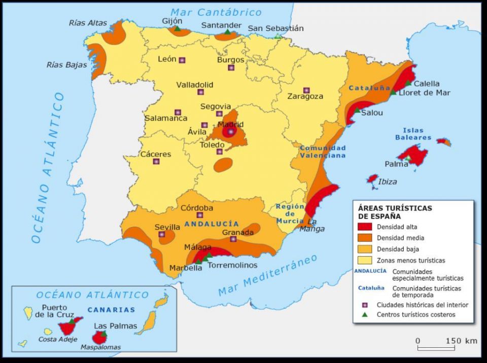 Mapa de calor del turismo en España