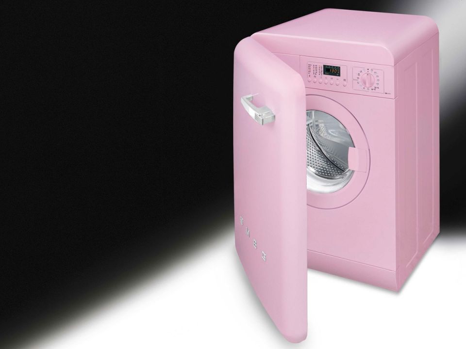 smeg lavadora rosa