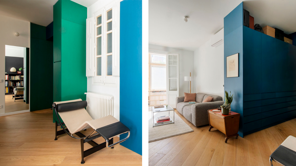 reforma con bloques de colores antes y después Reforma piso Córcega | Monapart